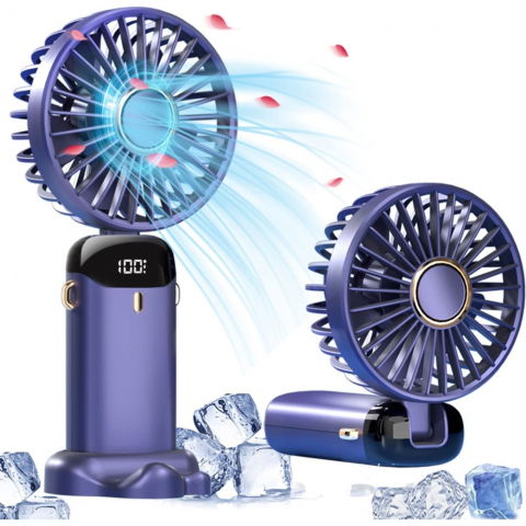 Ventilator ultra portabil cu aromaterapie, 3 in 1, de mana, de birou, de gat, 5 trepte de viteza, incarcare usb, autonomie 12h, pliabil, cu ecran lcd, mov [4]