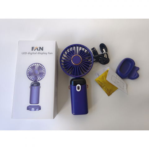 Ventilator ultra portabil cu aromaterapie, 3 in 1, de mana, de birou, de gat, 5 trepte de viteza, incarcare usb, autonomie 12h, pliabil, cu ecran lcd, mov [8]