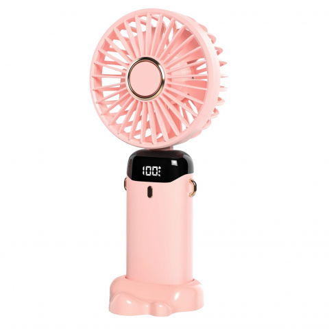 Îngrijire şi confort acasă - Ventilator ultra portabil cu aromaterapie, 3 in 1, de mana, de birou, de gat, 5 trepte de viteza, incarcare usb, autonomie 12h, pliabil, cu ecran lcd, roz