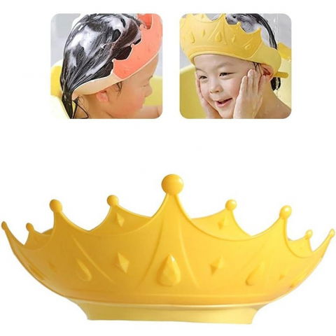 Viziera de protectie baie pentru copii, fippy, model coroana, dimensiune ajustabila, durabil, usor de curatat, impotriva samponului, pentru ochi si urechi, tpe+pp, galbena [6]