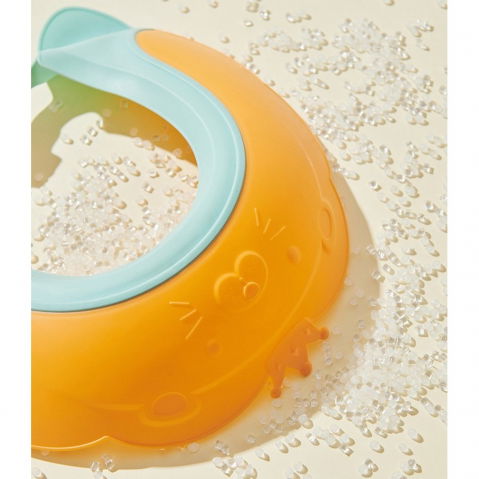 Viziera de protectie baie pentru copii, fippy, model coronita leu, dimensiune ajustabila, durabil, usor de curatat, impotriva samponului, pentru ochi si urechi, tpe+pp, 21x20.5 cm, portocaliu [7]