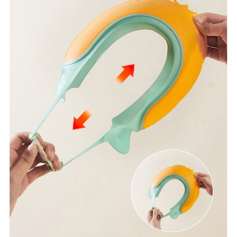 Viziera de protectie baie pentru copii, fippy, model coronita leu, dimensiune ajustabila, durabil, usor de curatat, impotriva samponului, pentru ochi si urechi, tpe+pp, 21x20.5 cm, portocaliu [8]