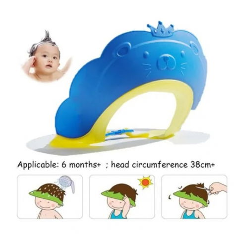 Viziera de protectie baie pentru copii, fippy, model coronita leu, dimensiune ajustabila, durabil, usor de curatat, impotriva samponului, pentru ochi si urechi, tpe+pp, 21x20.5 cm, albastru [3]