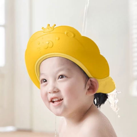 Viziera de protectie baie pentru copii, fippy, model coronita leu, dimensiune ajustabila, durabil, usor de curatat, impotriva samponului, pentru ochi si urechi, tpe+pp, 21x20.5 cm, galben [5]