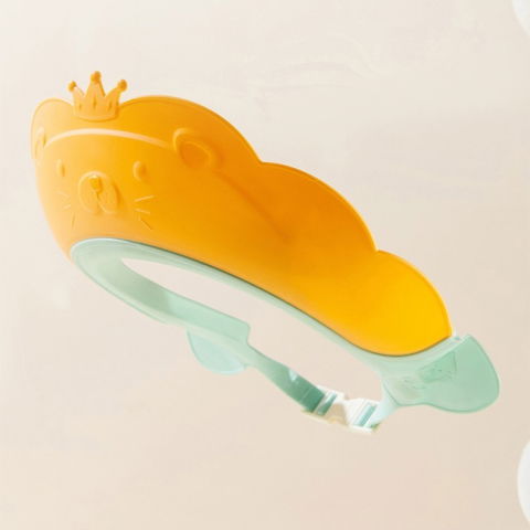 Viziera de protectie baie pentru copii, fippy, model coronita leu, dimensiune ajustabila, durabil, usor de curatat, impotriva samponului, pentru ochi si urechi, tpe+pp, 21x20.5 cm, portocaliu [4]