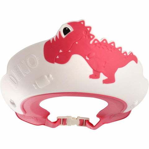 Igienă, baie și accesorii bebeluși şi copii - Viziera de protectie baie pentru copii, fippy, model dinozaur, dimensiune ajustabila, durabil, usor de curatat, impotriva samponului, pentru ochi si urechi, tpe+pp, 22x21 cm, rosu