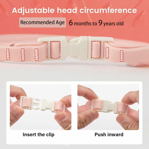 Viziera de protectie baie pentru copii, fippy, model hipopotam, dimensiune ajustabila, durabil, usor de curatat, impotriva samponului, pentru ochi si urechi, tpe+pp, 22x21 cm, rosu [2]