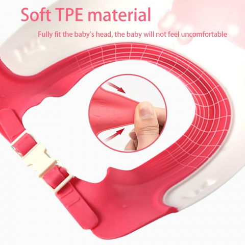 Viziera de protectie baie pentru copii, fippy, model hipopotam, dimensiune ajustabila, durabil, usor de curatat, impotriva samponului, pentru ochi si urechi, tpe+pp, 22x21 cm, rosu [1]