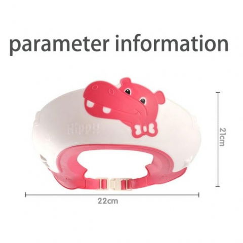 Viziera de protectie baie pentru copii, fippy, model hipopotam, dimensiune ajustabila, durabil, usor de curatat, impotriva samponului, pentru ochi si urechi, tpe+pp, 22x21 cm, rosu [5]