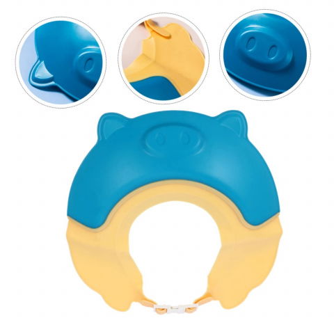 Viziera de protectie baie pentru copii, fippy, model purcelus, dimensiune ajustabila, durabil, usor de curatat, impotriva samponului, pentru ochi si urechi, tpe+pp, 23x23 cm, albastru [6]