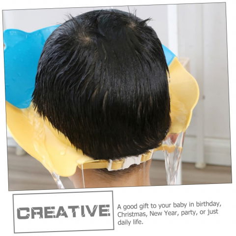 Viziera de protectie baie pentru copii, fippy, model purcelus, dimensiune ajustabila, durabil, usor de curatat, impotriva samponului, pentru ochi si urechi, tpe+pp, 23x23 cm, albastru [3]