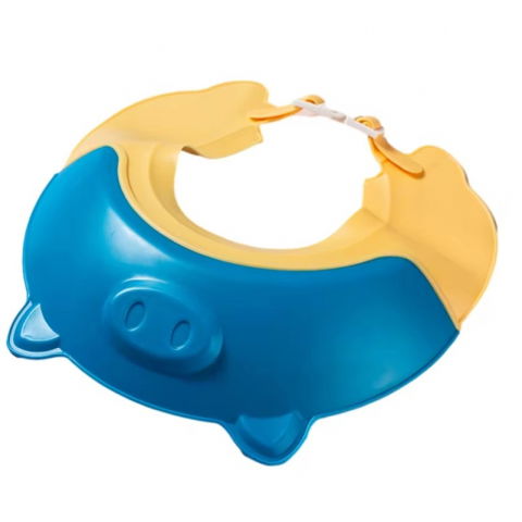 Igienă, baie și accesorii bebeluși şi copii - Viziera de protectie baie pentru copii, fippy, model purcelus, dimensiune ajustabila, durabil, usor de curatat, impotriva samponului, pentru ochi si urechi, tpe+pp, 23x23 cm, albastru