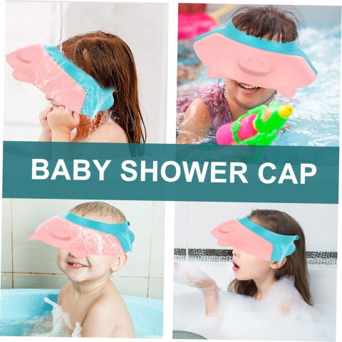 Viziera de protectie baie pentru copii, fippy, model purcelus, dimensiune ajustabila, durabil, usor de curatat, impotriva samponului, pentru ochi si urechi, tpe+pp, 23x23 cm, roz [10]