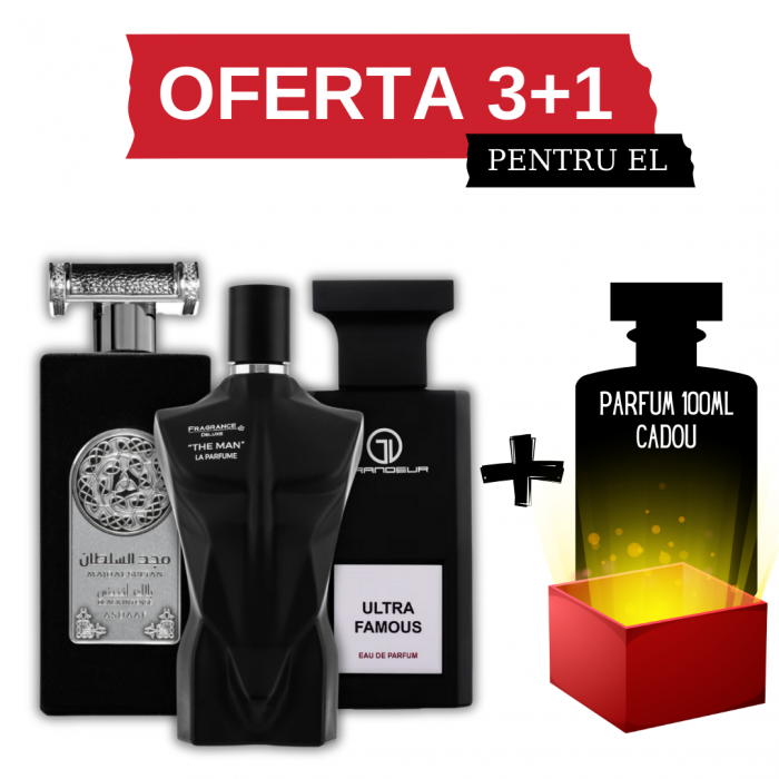 Majd al Sultan Black + The Man La Parfume + Ultra Famous + Cadou 100ml [1]