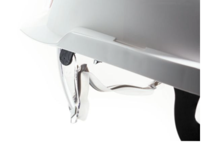 Casca de protectie MSA tip: "VGARD 930", vented, cu ochelari de protectie suprapusi integrati si chinstrap, culoare alb [23]