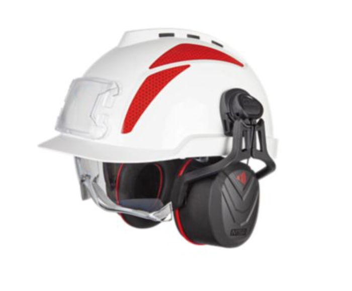 Casca de protectie MSA tip: "VGARD 930", vented, cu ochelari de protectie suprapusi integrati si chinstrap, culoare alb [3]