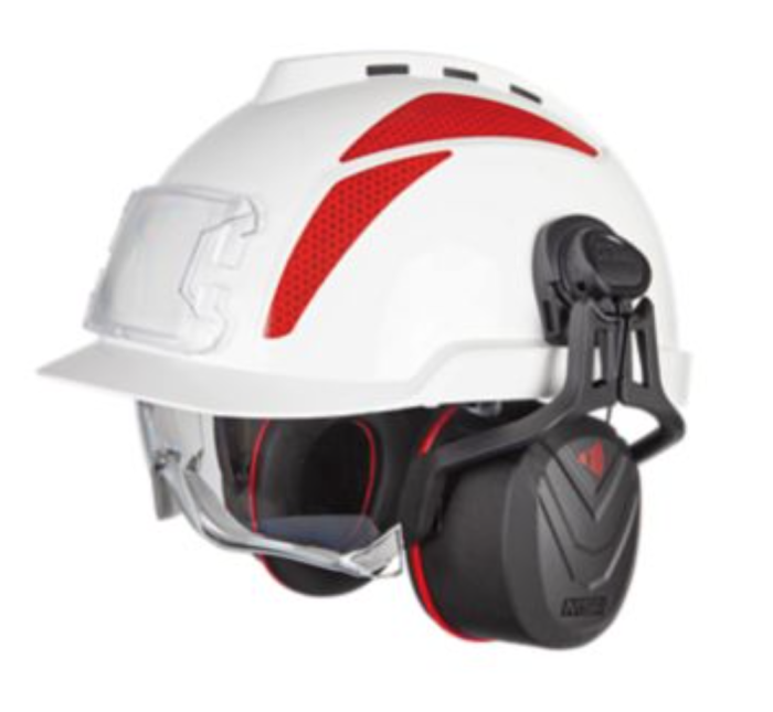 Casca de protectie MSA tip: "VGARD 930", vented, cu ochelari de protectie suprapusi integrati si chinstrap, culoare alb [14]