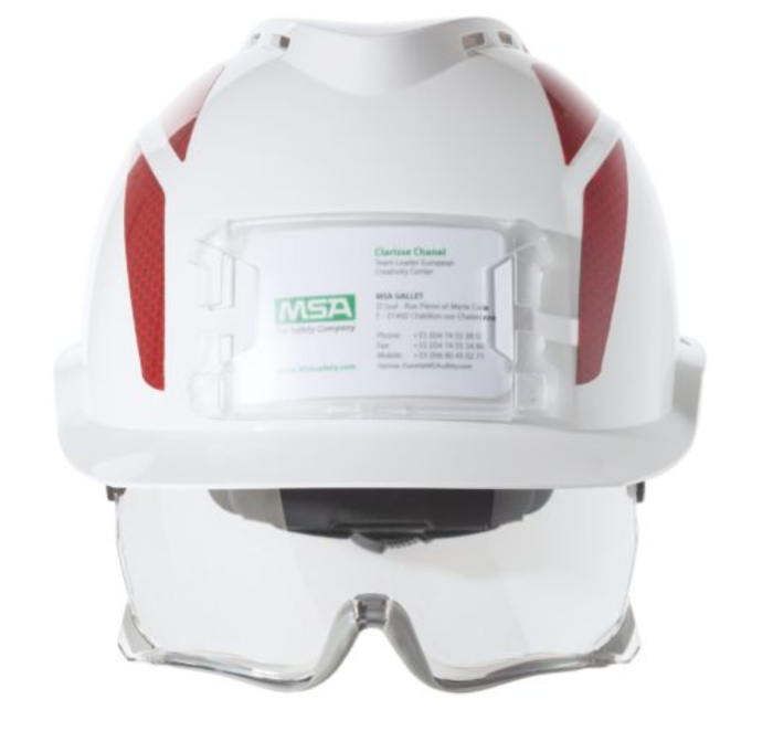 Casca de protectie MSA tip: "VGARD 930", vented, cu ochelari de protectie suprapusi integrati si chinstrap, culoare alb [15]