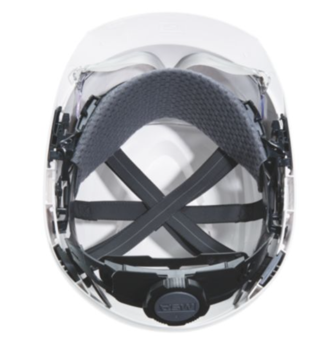 Casca de protectie MSA tip: "VGARD 930", vented, cu ochelari de protectie suprapusi integrati si chinstrap, culoare alb [22]