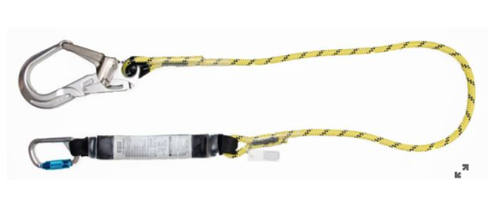 Franghie de protectie MSA tip: “Energy Absorbing Lanyard, 1.8m, Kernmantel rope, twin leg, steel twist lock carabiner, aluminium scaffold hook, leading edge” [6]