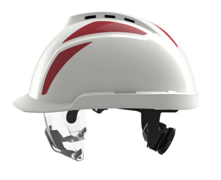 Casca de protectie MSA tip: "VGARD 930", vented, cu ochelari de protectie suprapusi integrati si chinstrap, culoare alb [11]