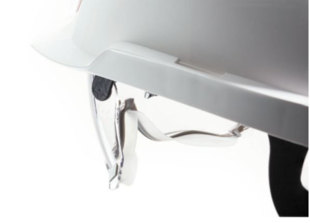 Casca de protectie MSA tip: "VGARD 930", vented, cu ochelari de protectie suprapusi integrati si chinstrap, culoare alb [22]