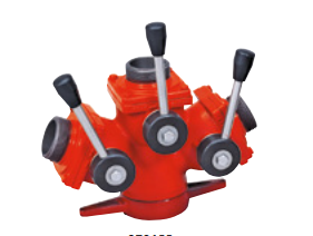 Distribuitoare si tevi de refulare - DISTRIBUITOR standard NH american cu linie in Y Intrare 5" mamă, ieșire 3x2½"cuplaj tată