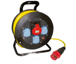 Solutii pentru iluminat - Tambur de cablu din cauciuc solid tip 502 Echipat cu 1 priză CEE din cauciuc solid 5 x 16 A, 400 V și 3 prize Schuko 16 A, 230 V