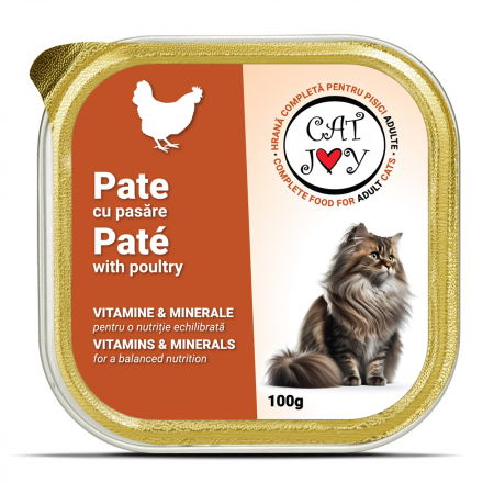 Pisici - CAT JOY Pate, Hrană Umedă Pisică Adult, Pasăre, 100g
