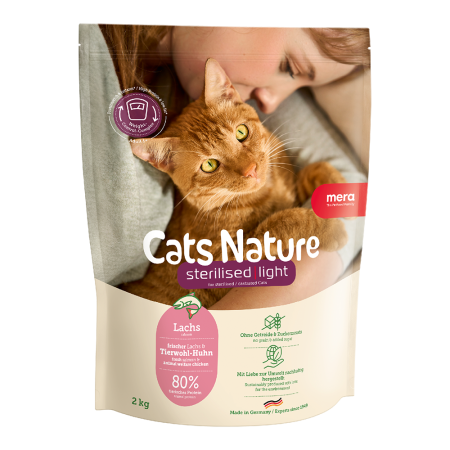 Pisici - Hrană Uscată Pisică Adult, MERA Cats Nature, Sterilizat, Somon, 2kg