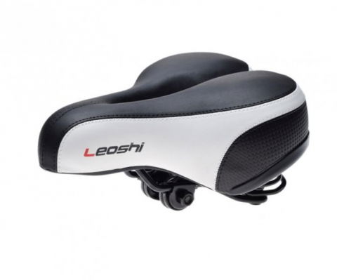 Șei - Sa cu arcuri WM pentru bicicleta cu gaura, culoare negru/alb, Leoshi