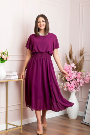 Rochii - Rochie eleganta mov Francesca cu talie incretita
