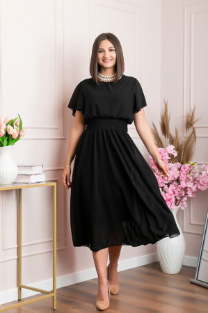 Rochii - Rochie eleganta neagra Francesca cu talie incretita
