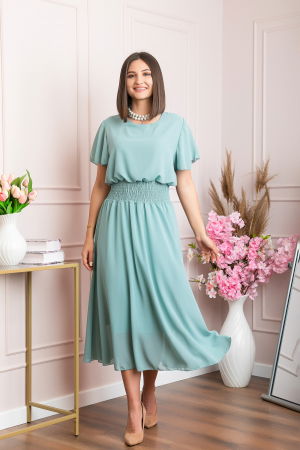 Rochii - Rochie eleganta verde mint Francesca cu talie incretita