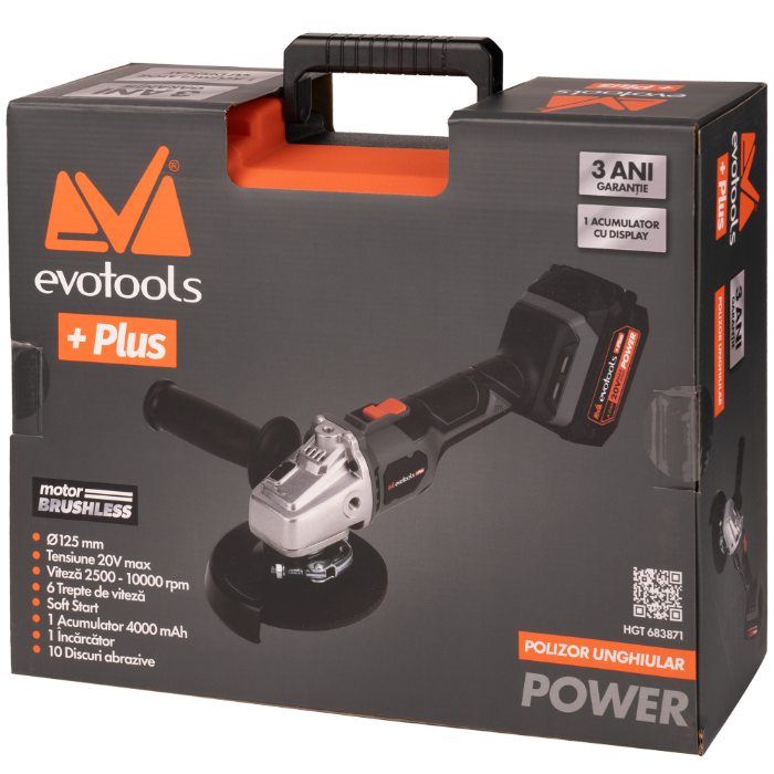 Polizor EvoTools 20V 4Ah + 10 discuri | PT Vest [2]
