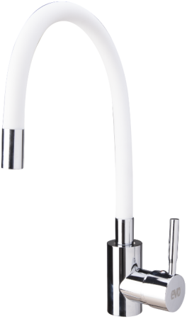 Obiecte sanitare - Baterie bucatarie pipa flexibila alba EvoSanitary | PT Vest