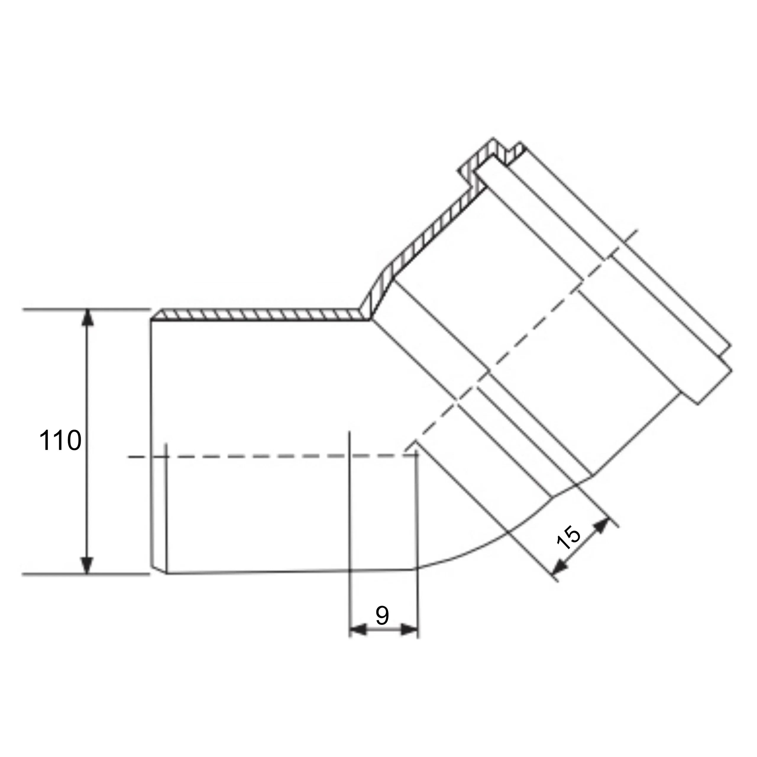 Cot PVC TeraPlast D110 mm, 15° [4]