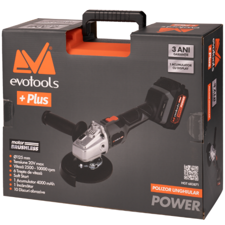 Polizor EvoTools 20V 4Ah + 10 discuri | PT Vest [1]