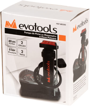 Pompa auto EvoTools 2 pistoane manometru | PT Vest [1]