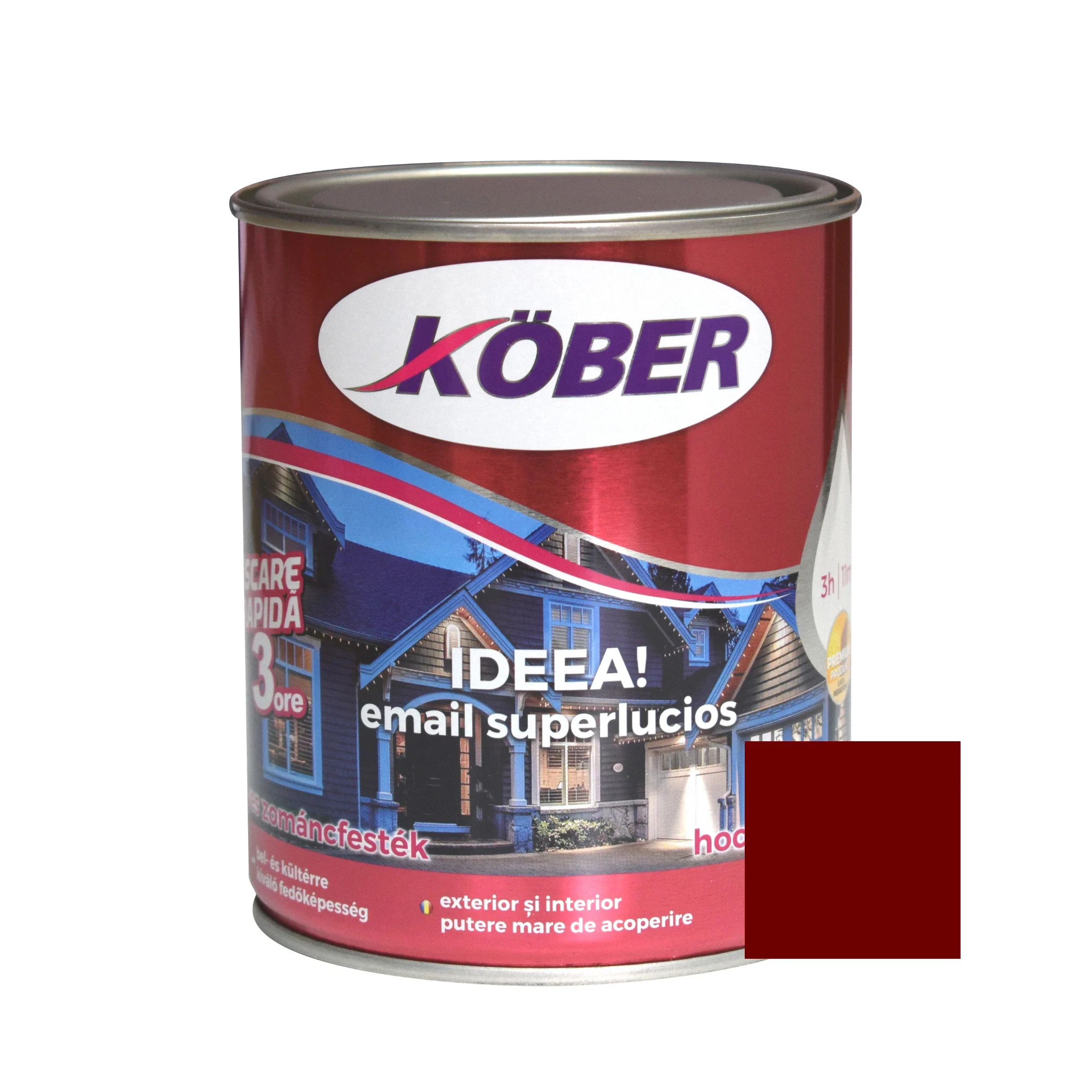 Vopsele pentru lemn si metal - Vopsea Kober Ideea Roșu Vin 0,75 L | PT Vest