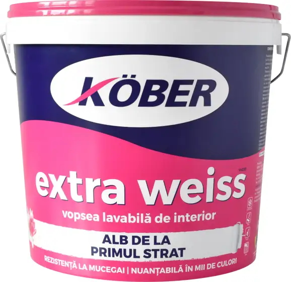 Vopsea si tencuieli decorative - Vopsea Lavabilă Köber Extra Weiss Alb, 15 L | PT Vest