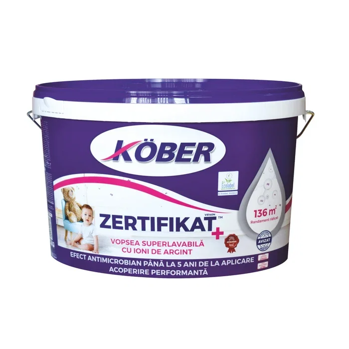Vopsea si tencuieli decorative - Vopsea Köber Zertifikat Plus Alb, 8,5 L | PT Vest