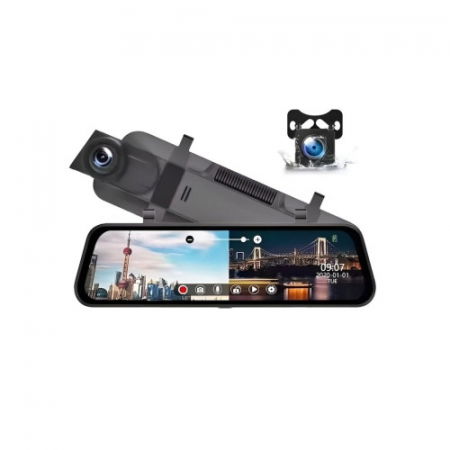 Camere auto - Sistem DVR oglinda cu 3 camere fata , interior si camera marsarier