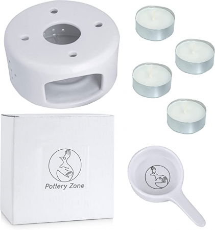 Casă & grădină - Încălzitor de ceainic din ceramică cu suport pentru luminiță, set de 4 luminițe/lumânări