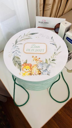 Botez - Cutie Trusou Catifea Verde Mint Safari