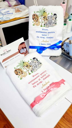 Prosoape brodate - Set prosoape Nanuti brodate cu tematica Safari