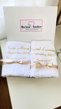 Prosoape brodate - Set Prosoape Personalizate Nume si Data