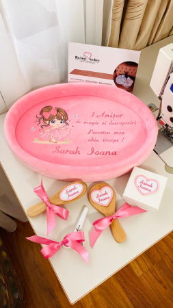 Tavite Mot Turta - Set Tavita Turta Roz Fetita Personalizata Printesa