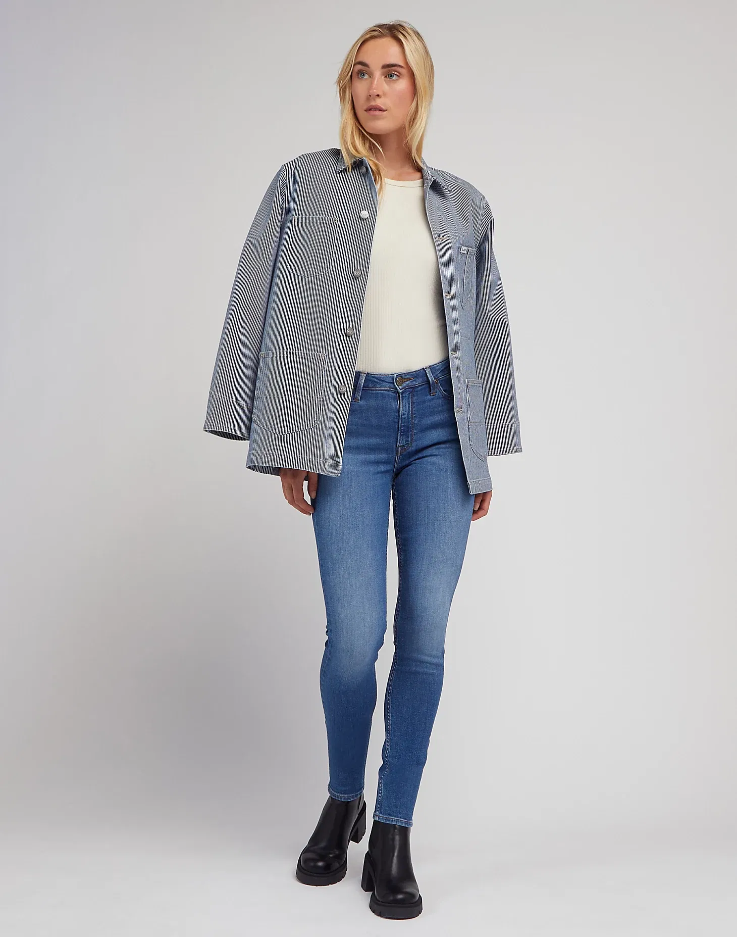 FEMEI - Lee Blugi Albastri Deschisi SCARLETT HIGH High Waist Skinny Femei