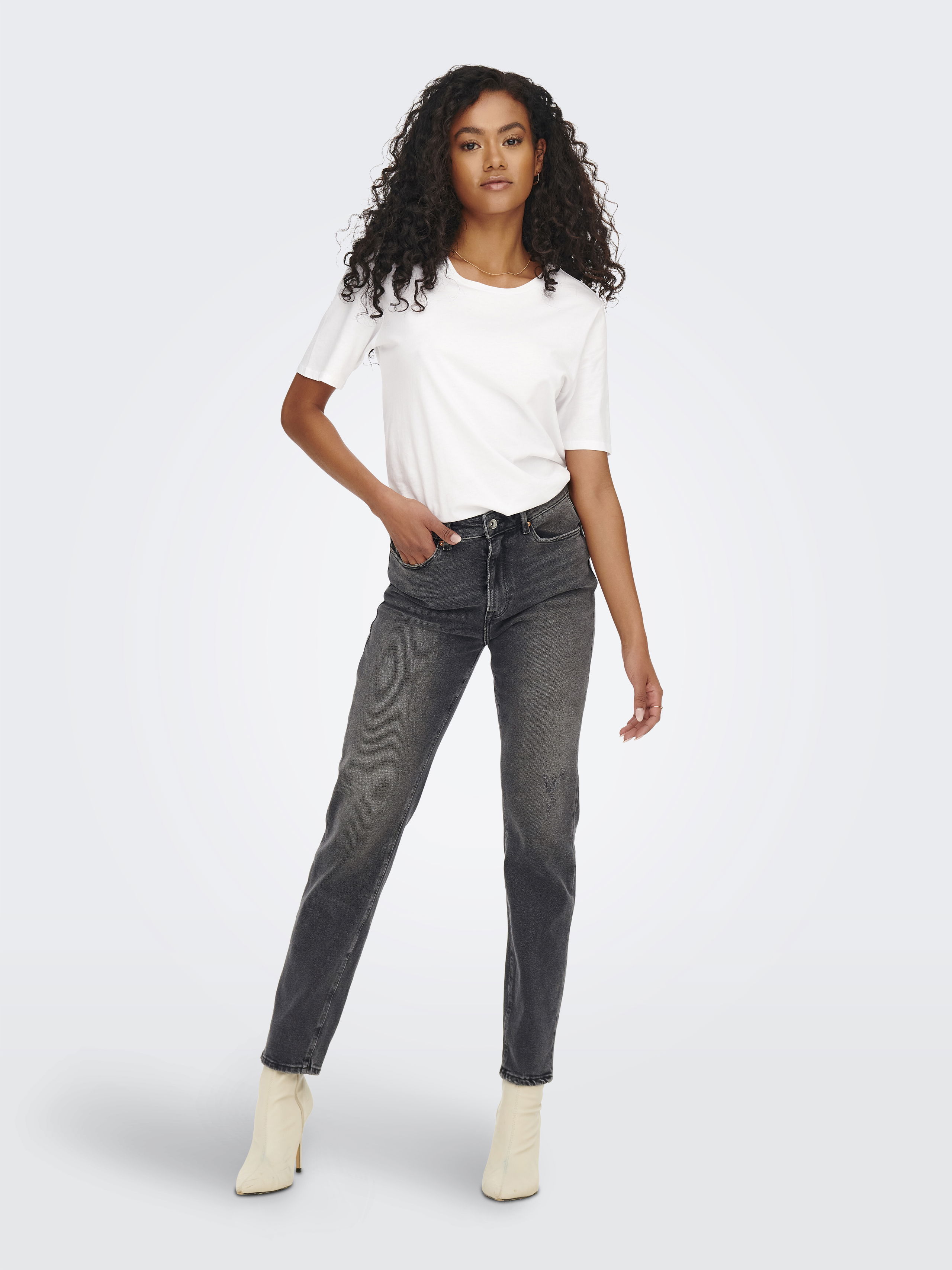 JEANS - Only Blugi Gri Inchis EMILY Straight Femei